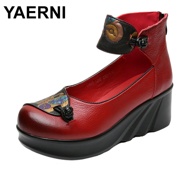 YAERNI genuine leather women shoes 5CM high heels handmade summer shoes pumps flower leather women wedge shoes
YAERNI genuine leather women shoes 5CM high heels handmade summer shoes pumps flower leather women wedge shoes