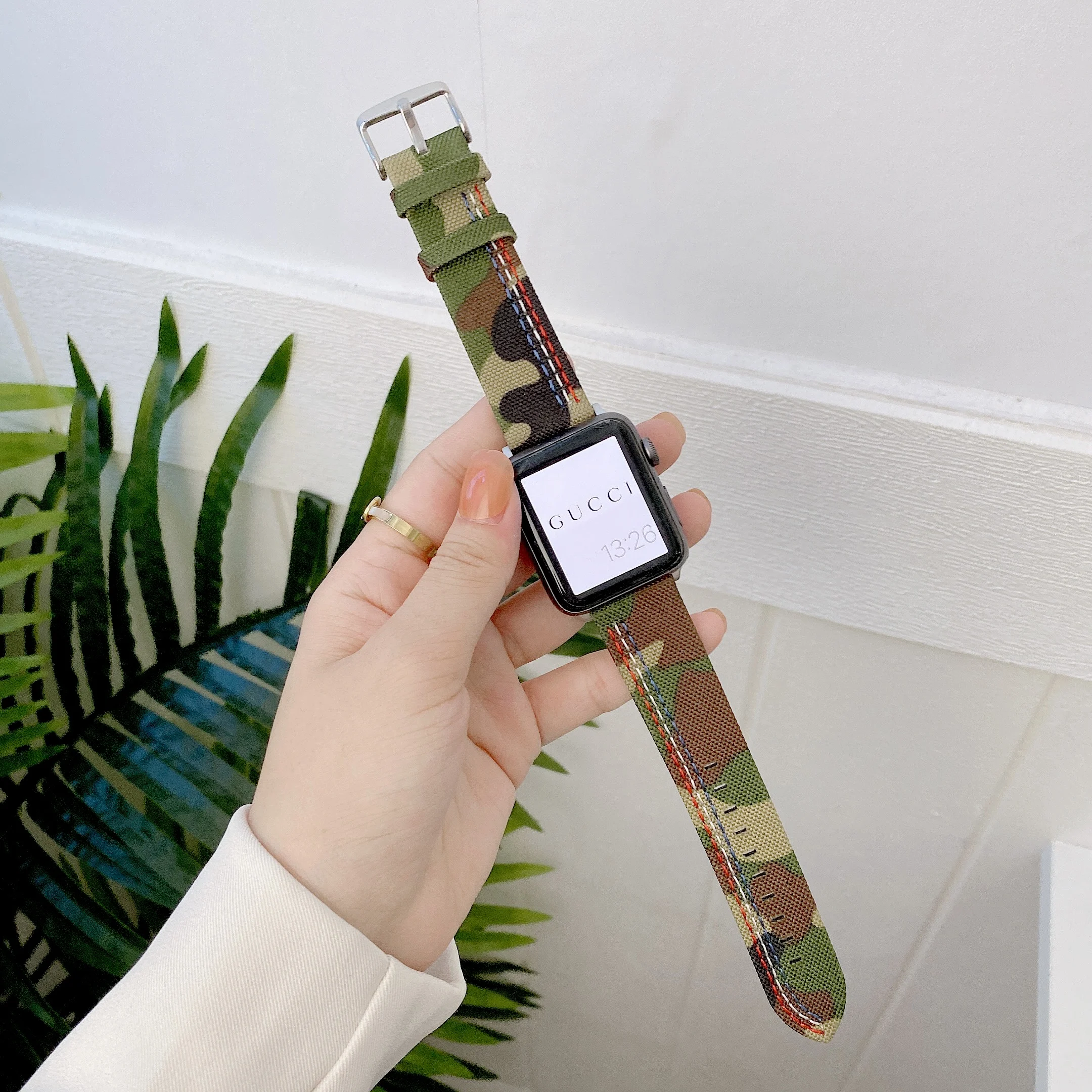 Ремешок из холщовой ткани для Iwatch 40 мм 44 спортивный браслет с пряжкой нержавеющей