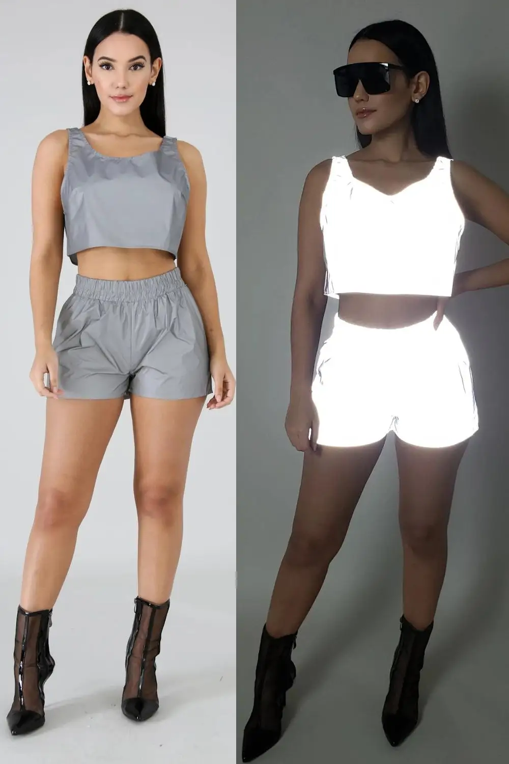Casual Women Two Piece Set Night Reflective Crop Top +Short Pants With Zipper Loose Tracksuit Women Jogging Femme
Casual Women Two Piece Set Night Reflective Crop Top +Short Pants With Zipper Loose Tracksuit Women Jogging Femme