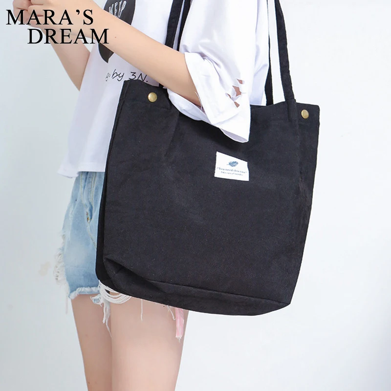 

Mara's Dream Bags For Women Corduroy Shoulder Bag Reusable Shopping Bags Casual Tote Female Handbag Girl Cloth Bag Soft Fashion