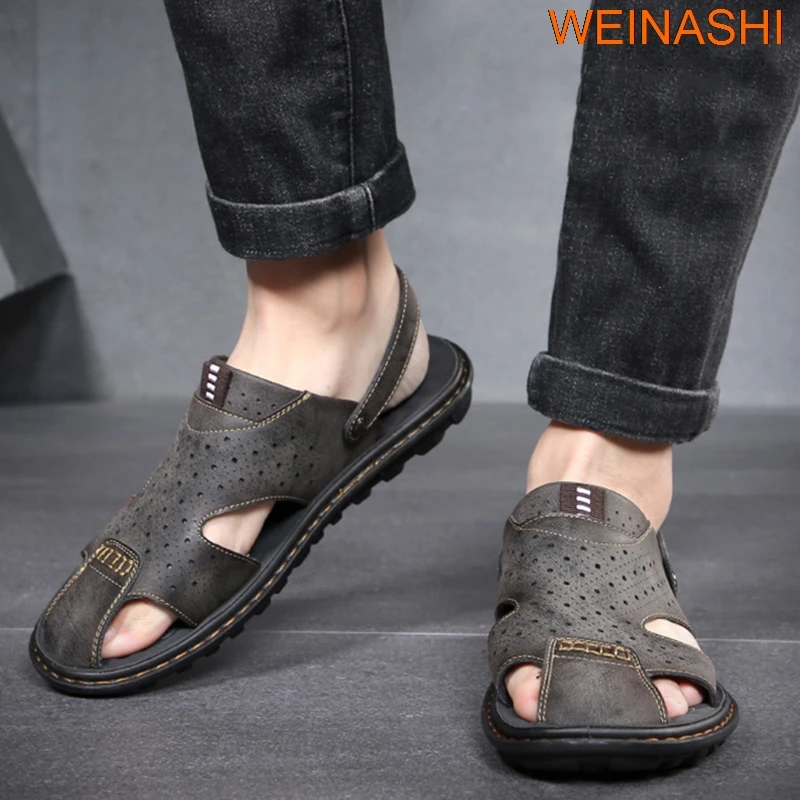 2021 Summer Leather Sandals For Men Outdoor Breathable Beach Shoes Flip Flops Fashion Shoes Indoor Slides Man Home Flat Slippers
2021 Summer Leather Sandals For Men Outdoor Breathable Beach Shoes Flip Flops Fashion Shoes Indoor Slides Man Home Flat Slippers