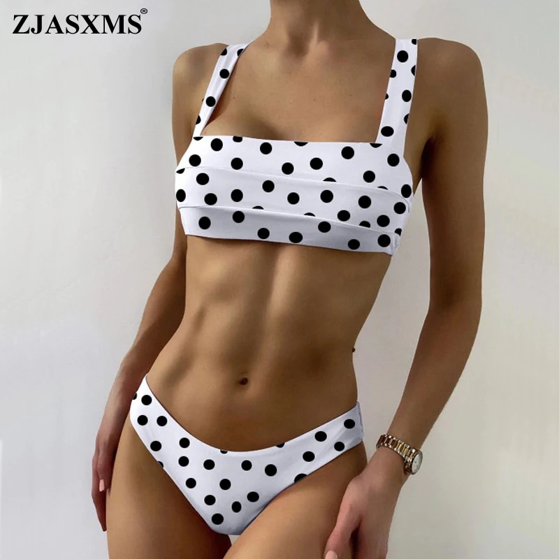 

Summer Women High Waist Bikini Swimsuit Swimwear Female Bandeau Polka Dot Print Brazilian Biquini Bikini Set Bathing Suit Bather