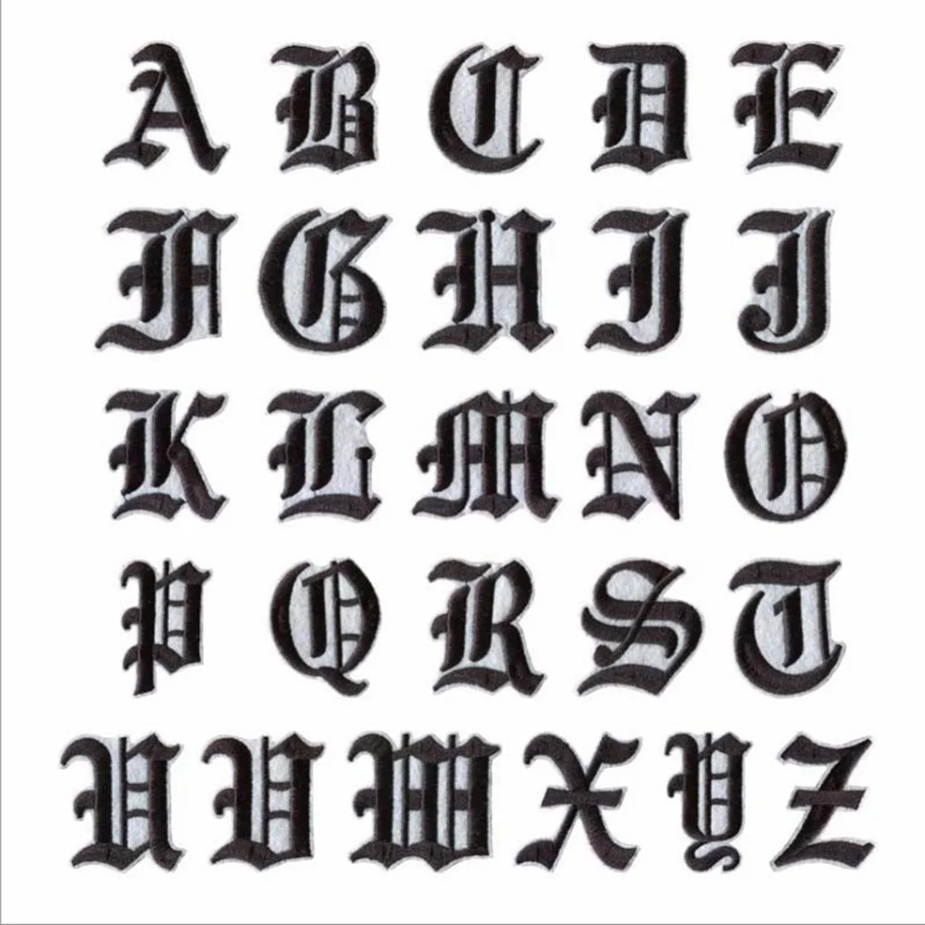 3D Iron On DIY Embroidery Black Archaic Script Font Letters Alphabet Stickers Patch Embroidered Badge For Clothing Appliqued Sew
3D Iron On DIY Embroidery Black Archaic Script Font Letters Alphabet Stickers Patch Embroidered Badge For Clothing Appliqued Sew