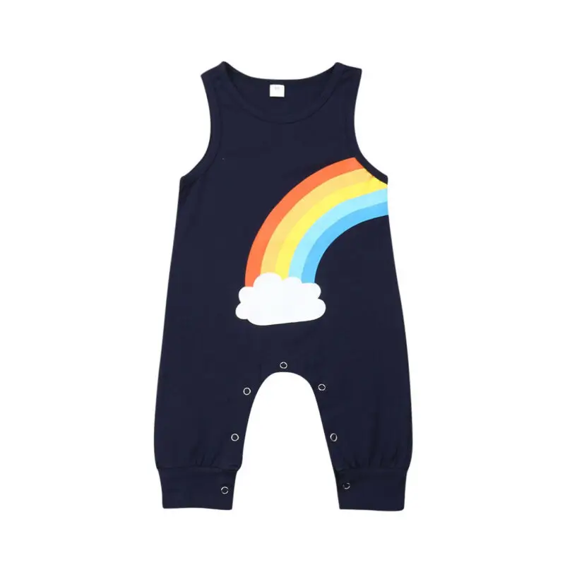 Summer 0-24M Baby Boys Clothing Rainbow Romper Boy Girl Sleeveless Jumpsuit Outfit Kids Clothes
Summer 0-24M Baby Boys Clothing Rainbow Romper Boy Girl Sleeveless Jumpsuit Outfit Kids Clothes