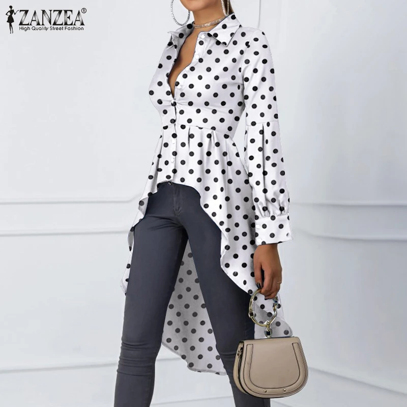 ZANZEA Fashion Elegant Ruffle Shirts Womens Polka Dot Tunic 2021 Autumn Party Irregular Print Blusa Casual Lady High Low Blouse
ZANZEA Fashion Elegant Ruffle Shirts Womens Polka Dot Tunic 2021 Autumn Party Irregular Print Blusa Casual Lady High Low Blouse