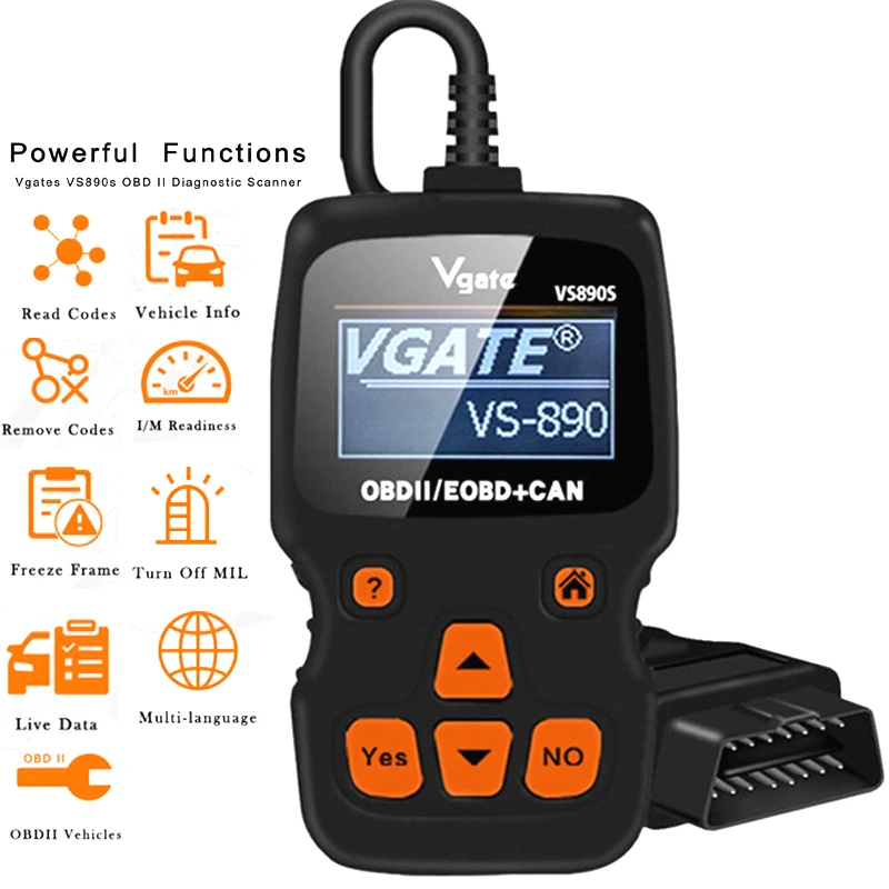 

Professional OBD2 Scanner Vgate VS890S Auto Code Reader Multi-language OBDII OBD2 Car Diagnostic Tool for All Cars Since 1996