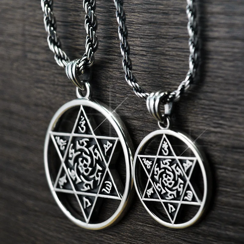 925 Sterling Silver Six Words Om Mani Padme Hum Pendant Vintage Hexagram Type For Couples Amulet Buddha Jewelry
925 Sterling Silver Six Words Om Mani Padme Hum Pendant Vintage Hexagram Type For Couples Amulet Buddha Jewelry
