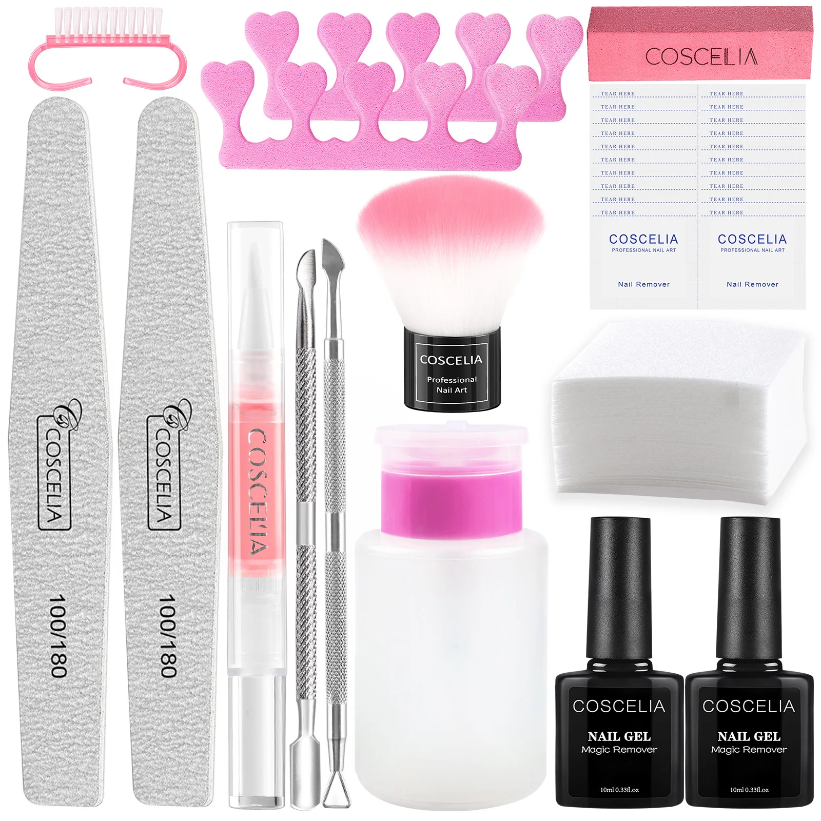 COSCELIA Nail Tool Set Magic Remover Exfoliating Tools Cuticle Pusher Nail Brush Cuticle Oil All For Manicure Set For Nails Tips
COSCELIA Nail Tool Set Magic Remover Exfoliating Tools Cuticle Pusher Nail Brush Cuticle Oil All For Manicure Set For Nails Tips