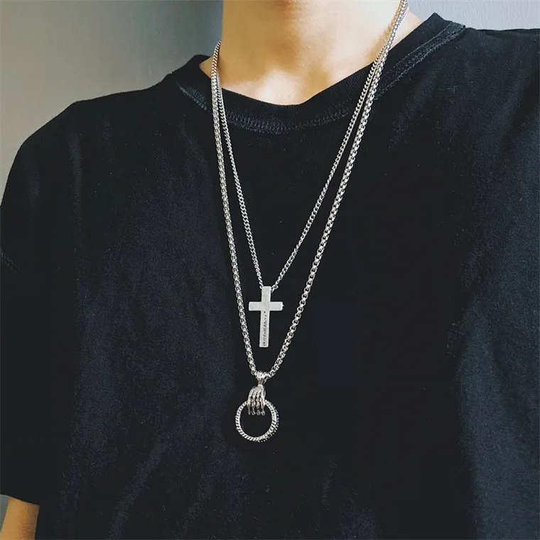 Popular ghost hand ring necklace ins men and women fashion Cross Pendant hip hop multi-layer accessories factory direct sales
Popular ghost hand ring necklace ins men and women fashion Cross Pendant hip hop multi-layer accessories factory direct sales