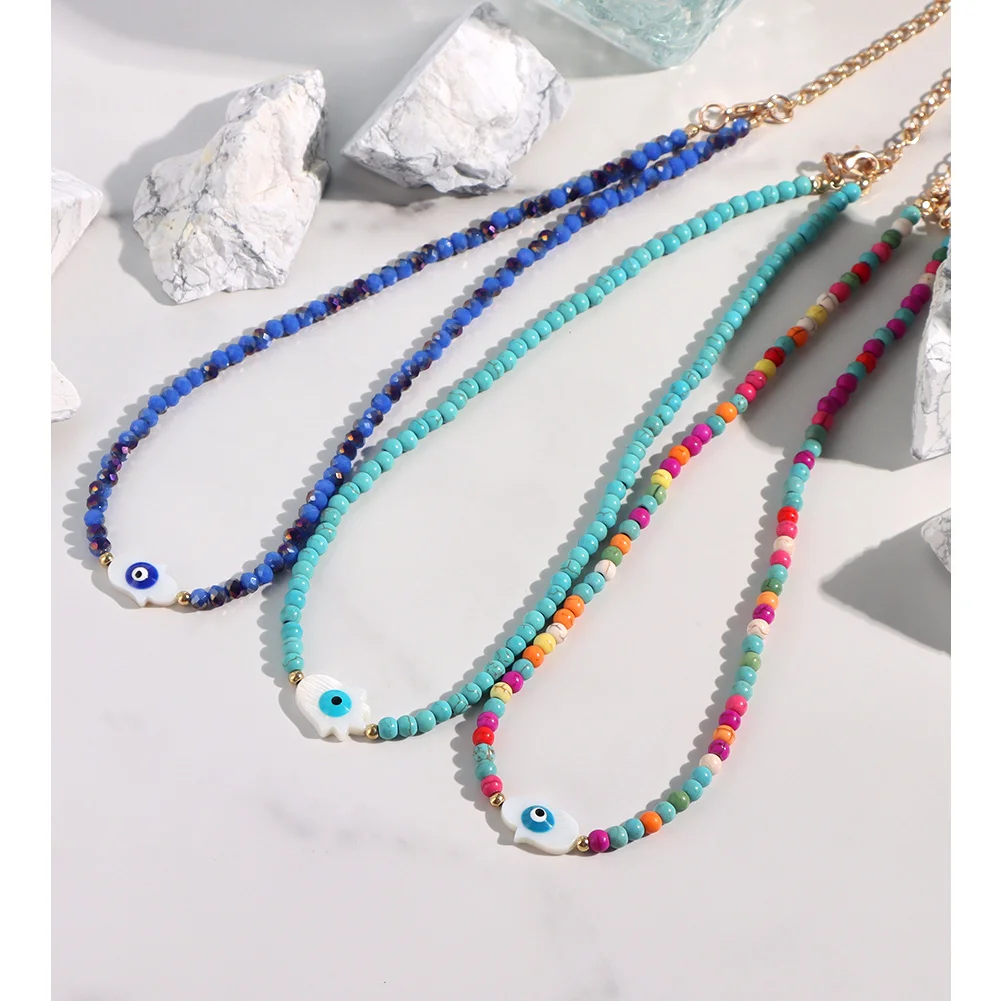 Boho Evil Eye Beads Choker Colorful Acrylic Crystal Round Bead Necklace Women Short Necklaces Summer Beach Vacation Jewelry 2021
Boho Evil Eye Beads Choker Colorful Acrylic Crystal Round Bead Necklace Women Short Necklaces Summer Beach Vacation Jewelry 2021