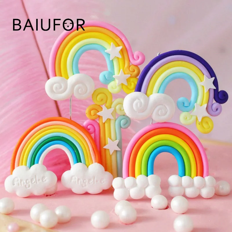 BAIUFOR фигурки и миниатюрные радужные полимерные глины конфеты 3D кабошоны для DIY
