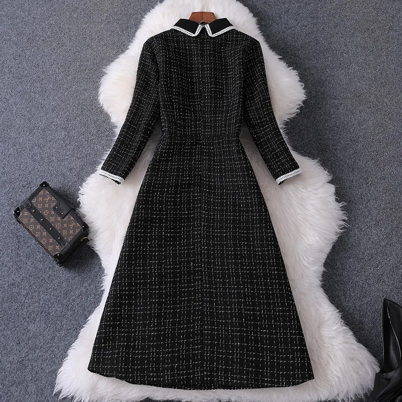 Runway Designer New Autumn Winter Dress for Women 2019 Fashion Clothes Turn Down Collar Bowknot Plaid Tweed Woolen Dress Casual
Runway Designer New Autumn Winter Dress for Women 2019 Fashion Clothes Turn Down Collar Bowknot Plaid Tweed Woolen Dress Casual