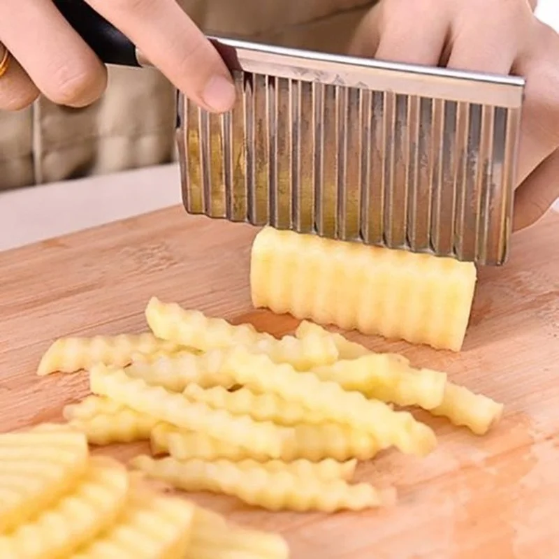 Potato Wavy Edged Knife Stainless Steel Kitchen Gadget Vegetable Fruit Cutting Tool Kitchen Accessories French Fries Machine
Potato Wavy Edged Knife Stainless Steel Kitchen Gadget Vegetable Fruit Cutting Tool Kitchen Accessories French Fries Machine