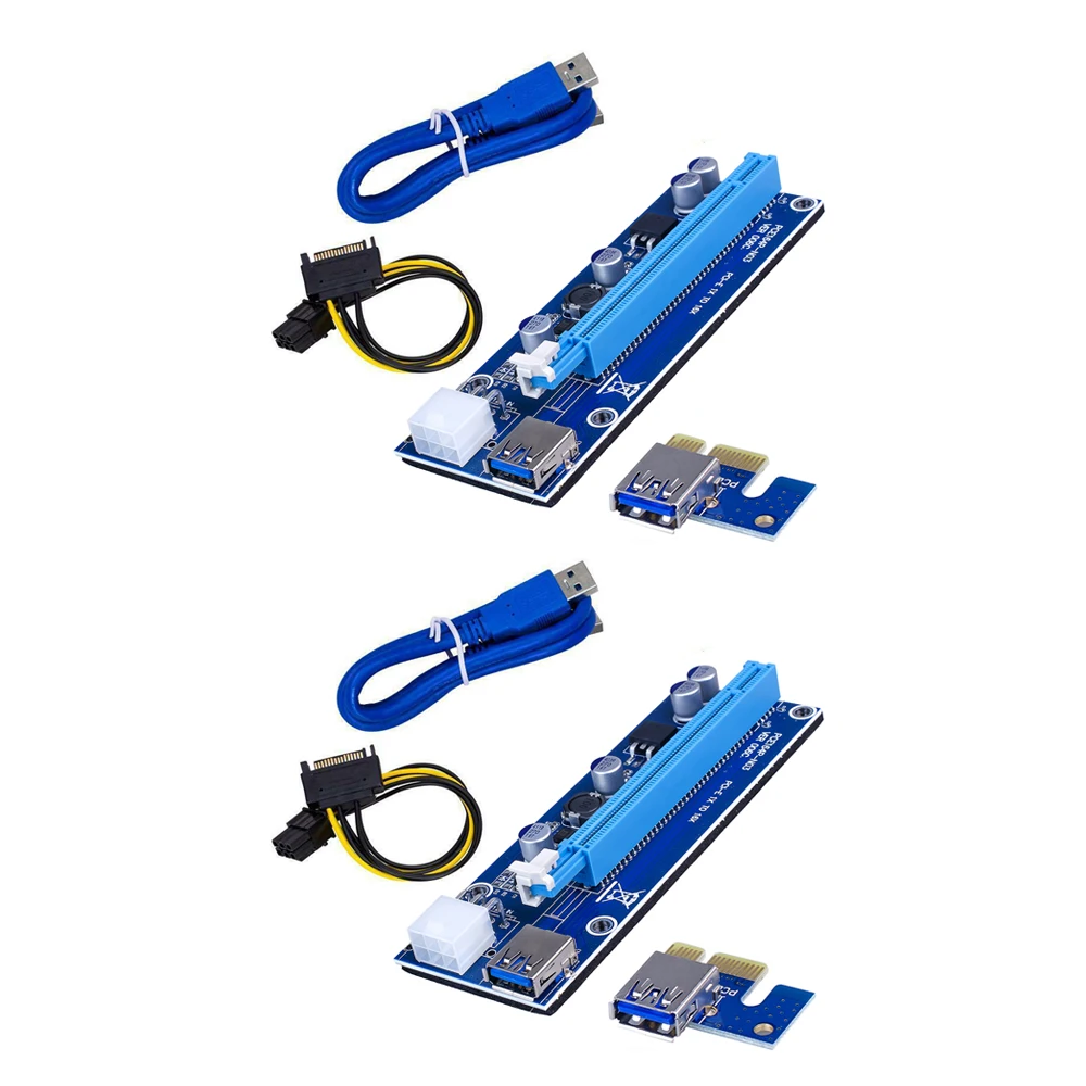 

VER006C PCI-E Riser Card PCI Express PCIE 1X to 16X Extender Adapter USB 3.0 Cable SATA 15Pin to 6Pin Power for Mining Miner