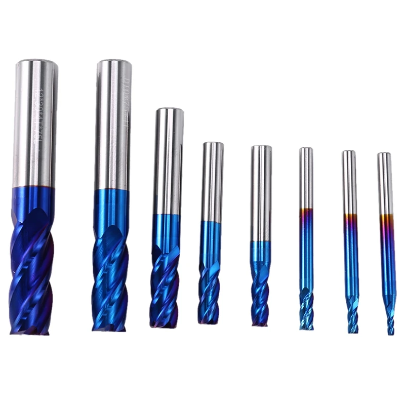 8 Pcs Nano Blue Coated Tungsten Steel End Mills 4 Slot CNC Milling Cutter Milling Machine 50 Degree End Mills
8 Pcs Nano Blue Coated Tungsten Steel End Mills 4 Slot CNC Milling Cutter Milling Machine 50 Degree End Mills