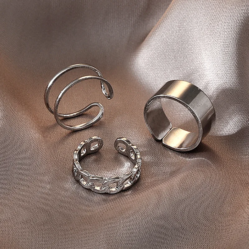 Набор простых колец из нержавеющей стали для мужчин и женщин комплект 3