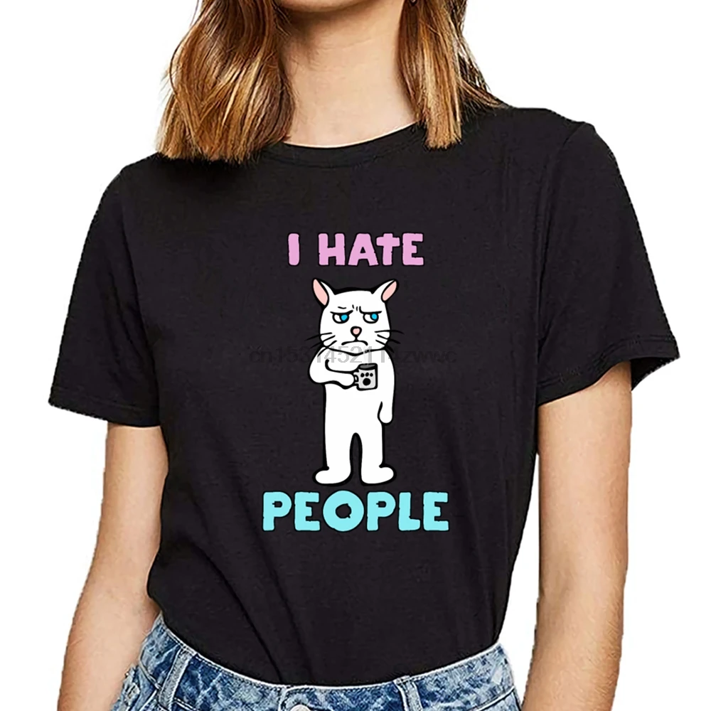 Женская футболка с надписью i hate people |