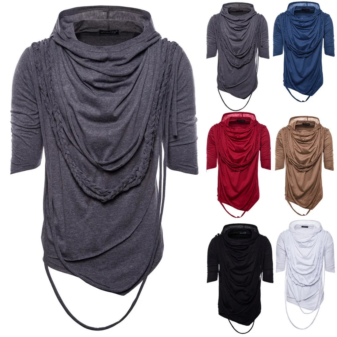 Short-sleeved Hooded T-shirt Piled Collar Hip-hop Personality Street Dance Men's Clothing Streetwear Mens T Shirts Fashion 2020
Short-sleeved Hooded T-shirt Piled Collar Hip-hop Personality Street Dance Men's Clothing Streetwear Mens T Shirts Fashion 2020