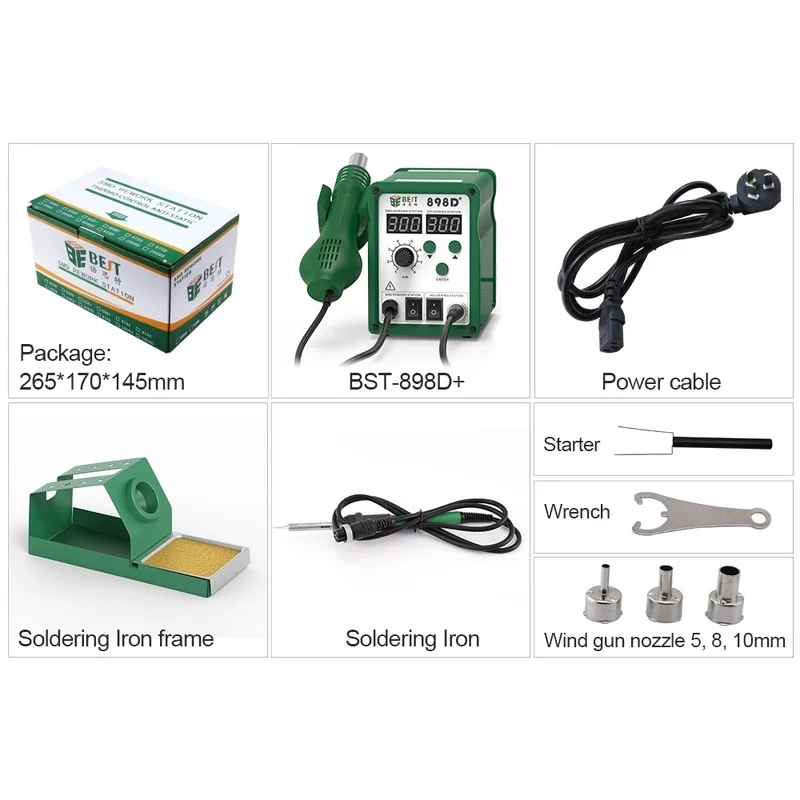 BST-898D+ Factory Direct High Quality 720W Mobile Repairing Iron Smd Rework Stations And Soldering Iron For IPhone/Mobile Phone
BST-898D+ Factory Direct High Quality 720W Mobile Repairing Iron Smd Rework Stations And Soldering Iron For IPhone/Mobile Phone