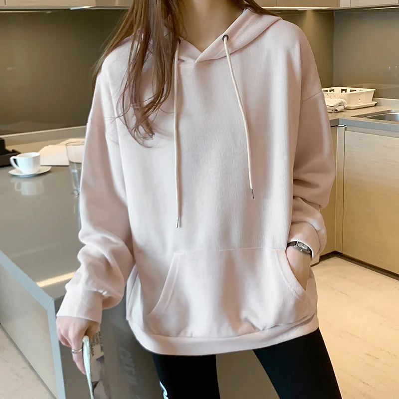 Pure Color Hoodie Women's Sweatshirt Harajuku Style Pullover Loose Korean Style Full Sleeve Plus Velvet Casual Top Women 2021 
Pure Color Hoodie Women's Sweatshirt Harajuku Style Pullover Loose Korean Style Full Sleeve Plus Velvet Casual Top Women 2021