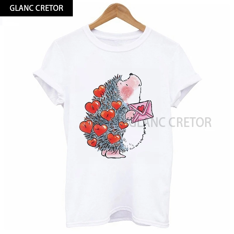Spring Summer Tee shirt T shirt women tops clothing New T-shirt Female Hedgehog with dandelion print Tshirt
Spring Summer Tee shirt T shirt women tops clothing New T-shirt Female Hedgehog with dandelion print Tshirt