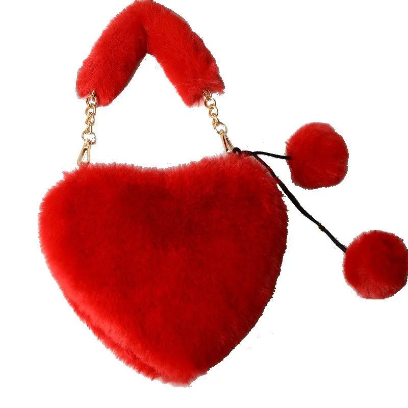 Fashion Plush Heart-Shaped Bag Wallet Women's Handbag Lint Hand Holding Ornament Autumn Winter Card Photo Bages Heart 
Fashion Plush Heart-Shaped Bag Wallet Women's Handbag Lint Hand Holding Ornament Autumn Winter Card Photo Bages Heart