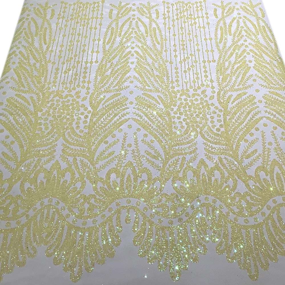 Latest Vintage Design Yellow Nigerian Net Lace Fabric with Sequin Mesh Glitter Tulle By the Yard for Sewing Party Evening Dress
Latest Vintage Design Yellow Nigerian Net Lace Fabric with Sequin Mesh Glitter Tulle By the Yard for Sewing Party Evening Dress