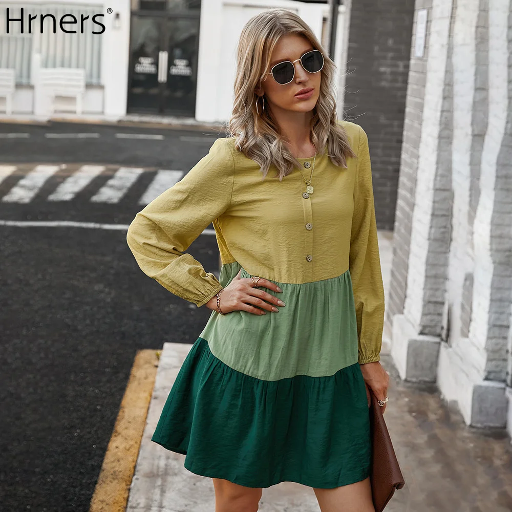 Hrners Spring New Patchwork Dress Female Casual Long Sleeve O Neck Button Simple Summer Dress For Women 2021 Vintage Clothing
Hrners Spring New Patchwork Dress Female Casual Long Sleeve O Neck Button Simple Summer Dress For Women 2021 Vintage Clothing