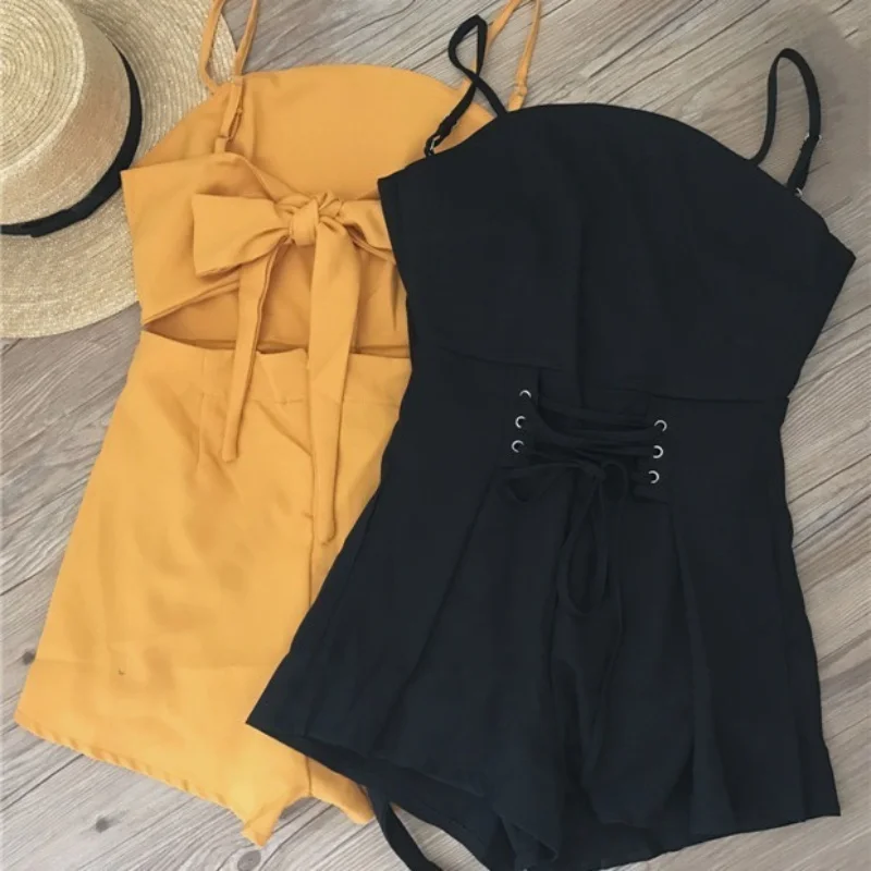 Women's Jumpsuit Simple Elegant Backless Bow Lace-up Waist Suspender Pants Sexy High Waist Shorts Commuter
Women's Jumpsuit Simple Elegant Backless Bow Lace-up Waist Suspender Pants Sexy High Waist Shorts Commuter