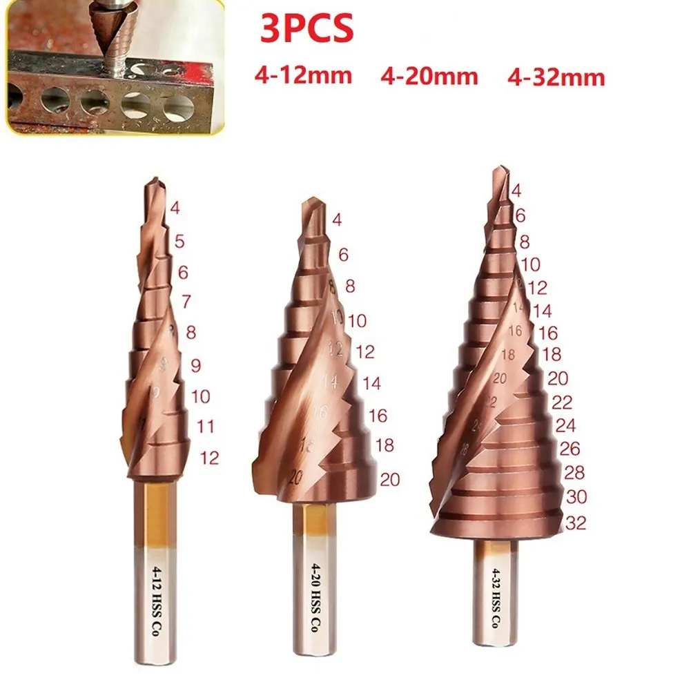 Free Shipping M35 Cobalt Step Drill Bits 4-12/4-20/4-32mm HSS Drill Bit Kit Spiral Groove Triangle Hex Shank For Stainless Steel
Free Shipping M35 Cobalt Step Drill Bits 4-12/4-20/4-32mm HSS Drill Bit Kit Spiral Groove Triangle Hex Shank For Stainless Steel
