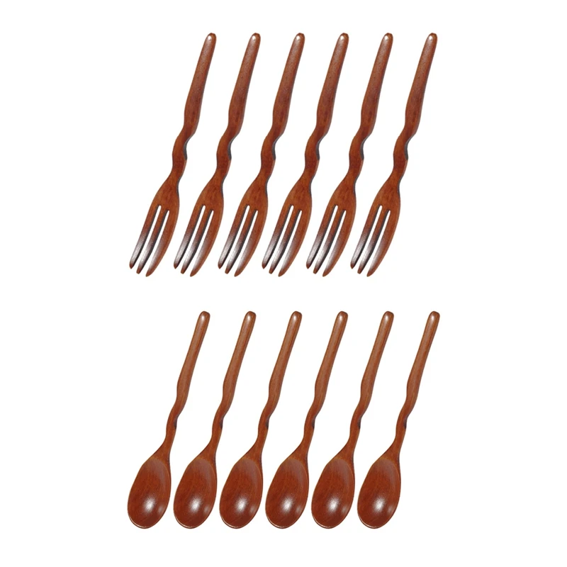 12 Pcs Kitchen Tableware Flatware Healthy And Reusable Wooden Cutlery Red-Brown, 6 Pcs Wood Forks & 6 Pcs Wood Spoons
12 Pcs Kitchen Tableware Flatware Healthy And Reusable Wooden Cutlery Red-Brown, 6 Pcs Wood Forks & 6 Pcs Wood Spoons