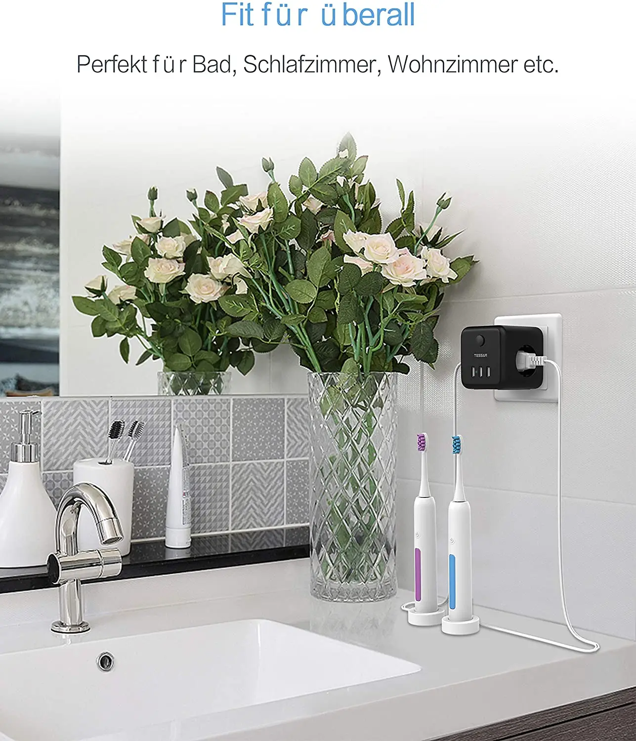 TESSAN EU Plug Socket Multi Outlets Expander Wall Power Strip with 3 Outlets 3 USB Port On/Off Switch 2500W 110~250V
TESSAN EU Plug Socket Multi Outlets Expander Wall Power Strip with 3 Outlets 3 USB Port On/Off Switch 2500W 110~250V