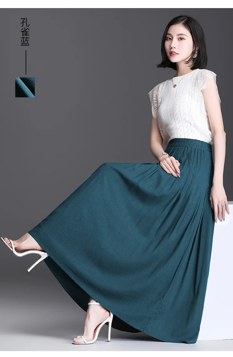 Cotton Linen Pleated Skirt Spring Summer Women High Waist Big Swing Solid Color Vintage Elegant Long Skirts 2135
Cotton Linen Pleated Skirt Spring Summer Women High Waist Big Swing Solid Color Vintage Elegant Long Skirts 2135