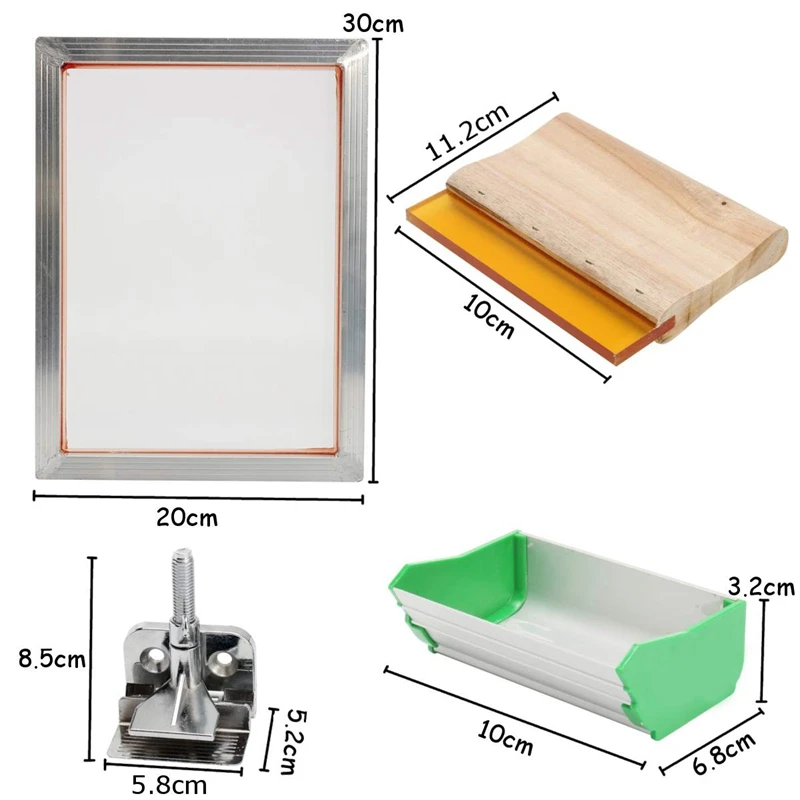 5Pcs/Set A5 Screen Printing Kit Aluminum Frame+Hinge Clamp+Emulsion Coater+Squeegee Screen Frame Printing Tool Parts
5Pcs/Set A5 Screen Printing Kit Aluminum Frame+Hinge Clamp+Emulsion Coater+Squeegee Screen Frame Printing Tool Parts