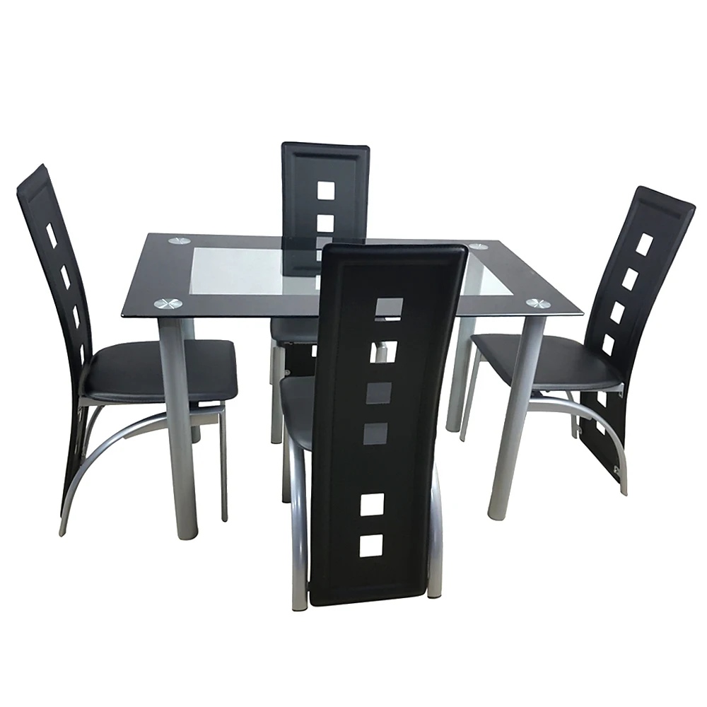 Минималистичный современный стиль 110 см обеденный стол из закаленного стекла с 4