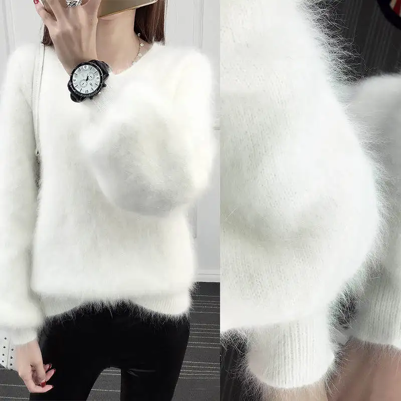 Autumn Winter Lantern Sleeve Faux Mink Cashmere Pullover Knitted Sweater Women Warm Plush Women Sweater Thicken Pullovers
Autumn Winter Lantern Sleeve Faux Mink Cashmere Pullover Knitted Sweater Women Warm Plush Women Sweater Thicken Pullovers