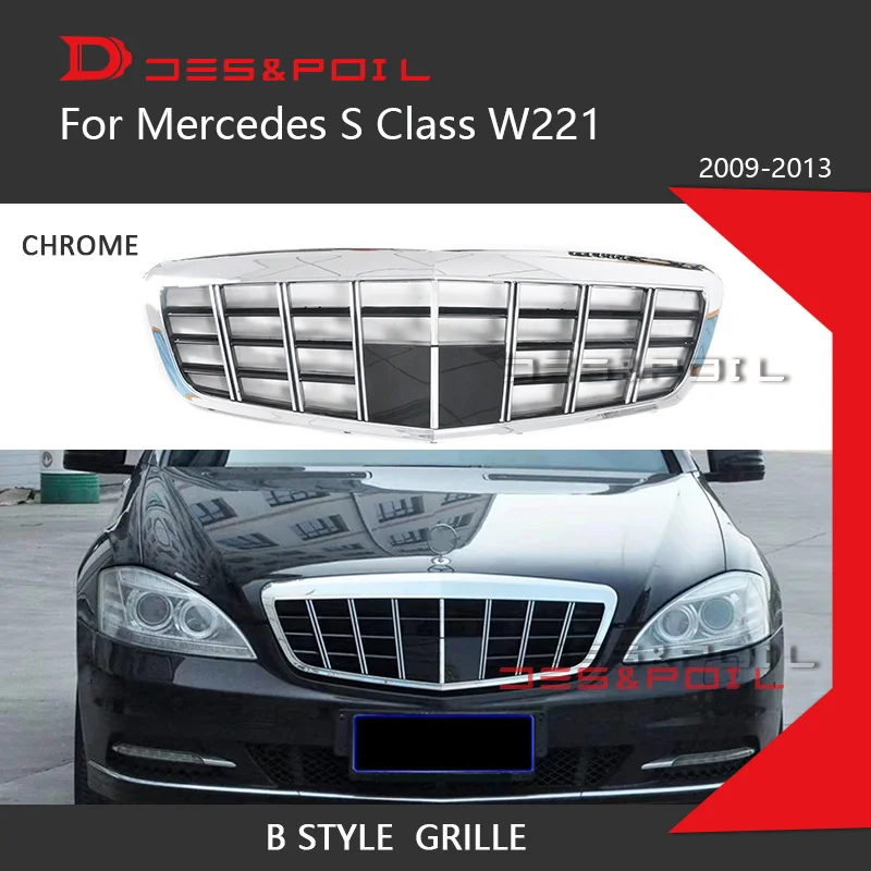 S Class W221 Facelift Brabus Grille For Mercedes Benz Front Bumper Racing Grill 2009-2013 S320 S400 S350 S500 S450 Car Styling
S Class W221 Facelift Brabus Grille For Mercedes Benz Front Bumper Racing Grill 2009-2013 S320 S400 S350 S500 S450 Car Styling