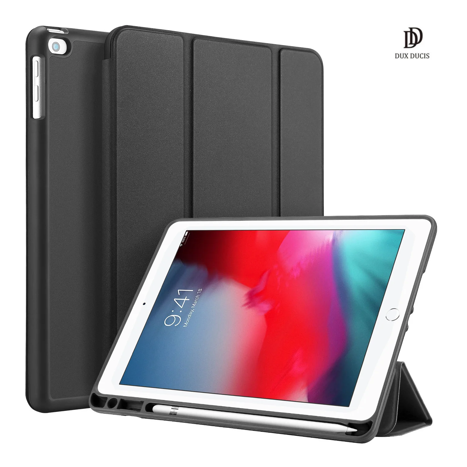 

Tablet Leather Case For iPad 9.7 2017/2018 Smart Sleep Wake DUX DUCIS OSOM Series with Pencil Holder Trifold Stand Clear Back