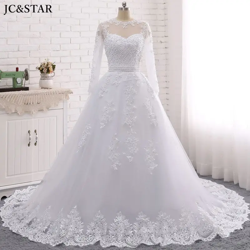vestido de noiva boho O neck tulle applique pearl beaded long sleeve A Line white muslim wedding dress trailing robe de mariage
vestido de noiva boho O neck tulle applique pearl beaded long sleeve A Line white muslim wedding dress trailing robe de mariage