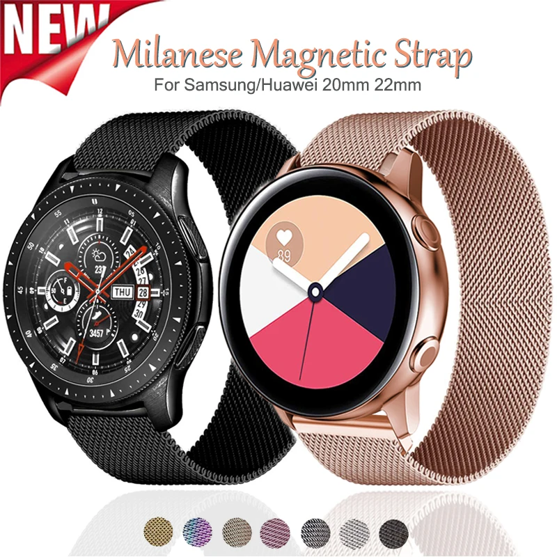 

Ремешок «Миланская петля» для Samsung Active 2 40/44 мм Gear S3 Galaxy watch 3/45/42 мм, браслет для Huawei GT 2/2e/Pro 20 мм 22 мм