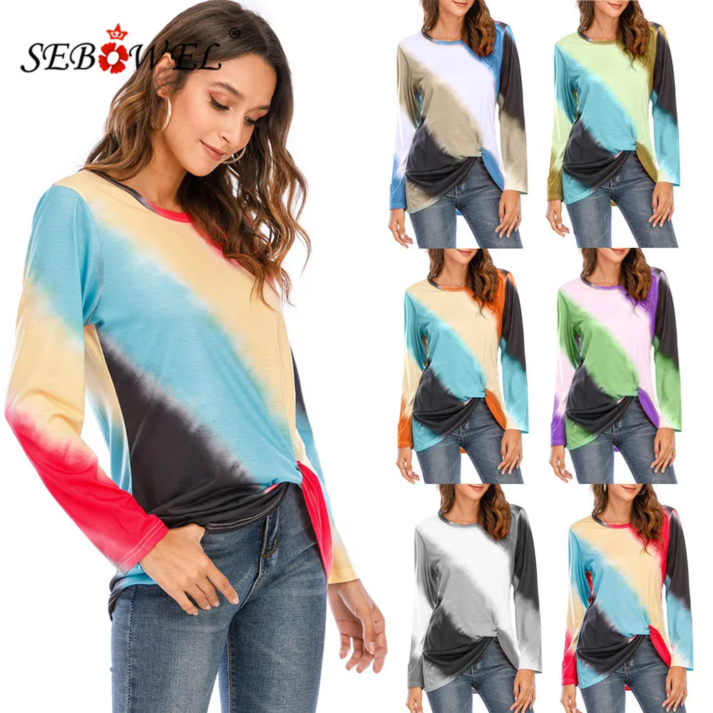 Женская футболка с длинным рукавом, круглым вырезом и принтом 
Женская футболка с длинным рукавом, круглым вырезом и принтом