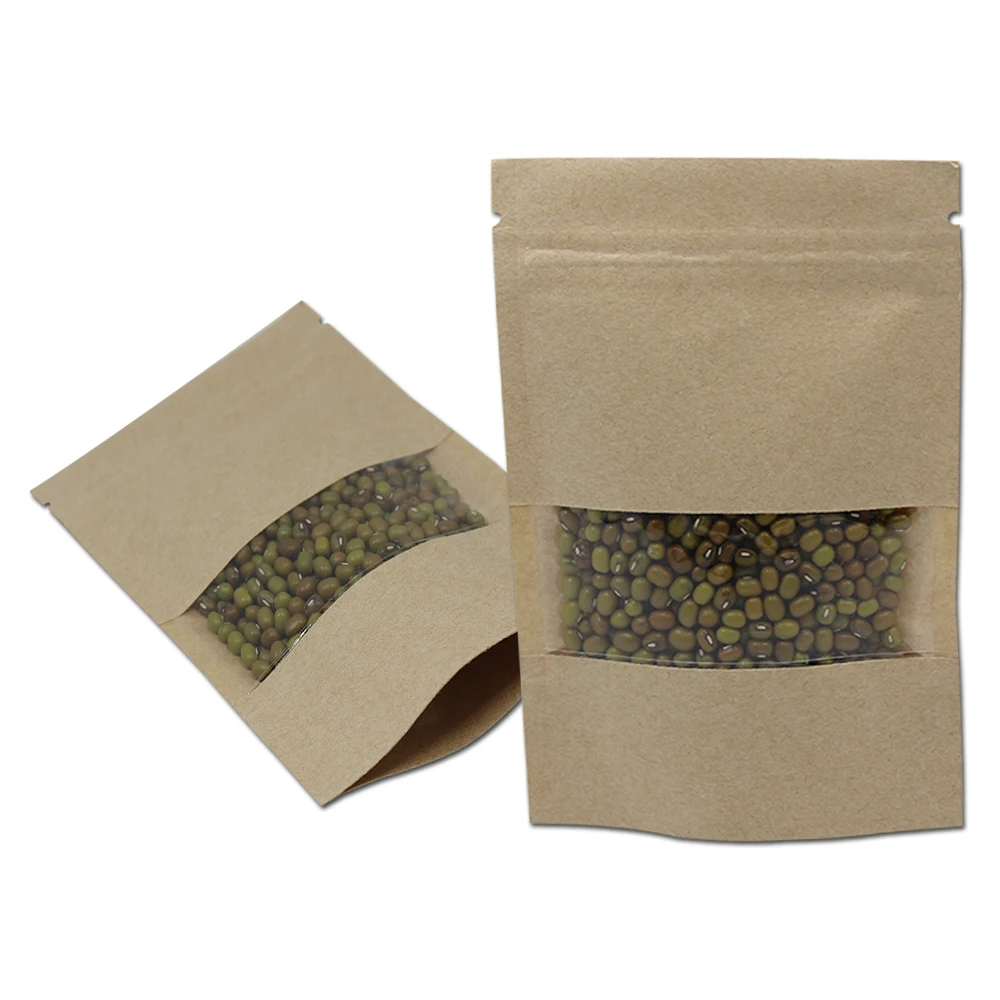 Wholesale 10x15cm Stand Up Kraft Paper Bag With Clear Window Zipper Ziplock Bag Food Storage Packaging Pouch Packing Doypack
Wholesale 10x15cm Stand Up Kraft Paper Bag With Clear Window Zipper Ziplock Bag Food Storage Packaging Pouch Packing Doypack