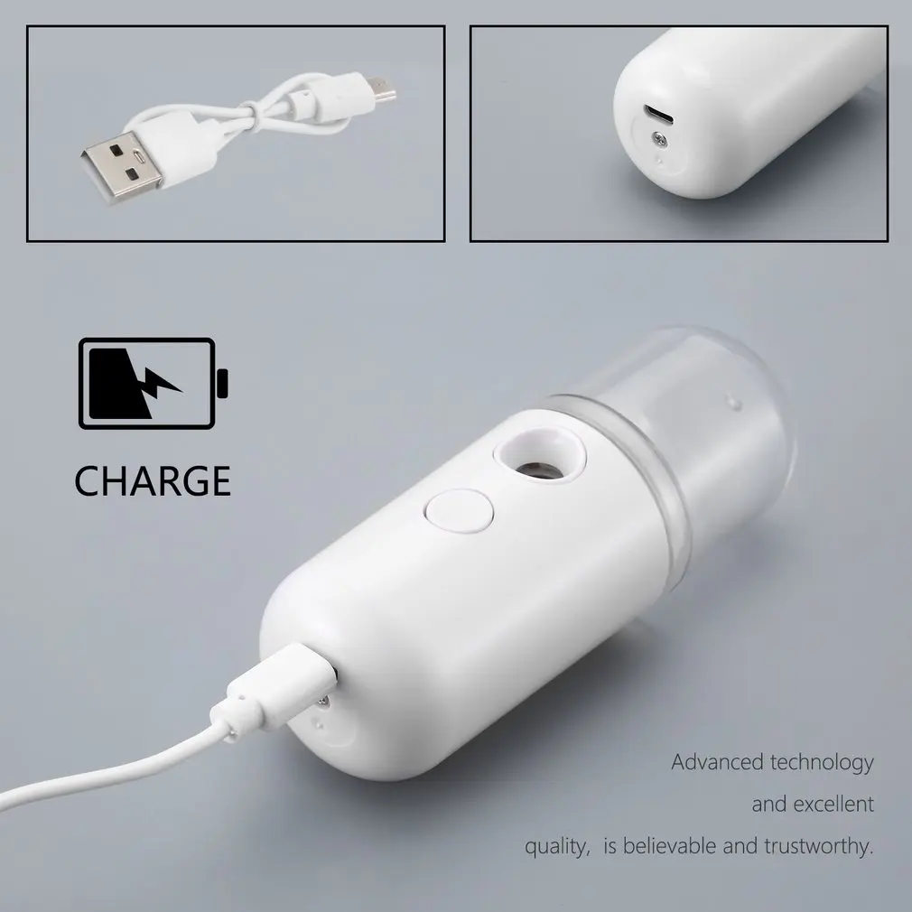 Portable Mini Mist Spray Facial Moisturizing USB Rechargeable Beauty Instrument Face Humidifier Cooling Water Sprayer 
Portable Mini Mist Spray Facial Moisturizing USB Rechargeable Beauty Instrument Face Humidifier Cooling Water Sprayer