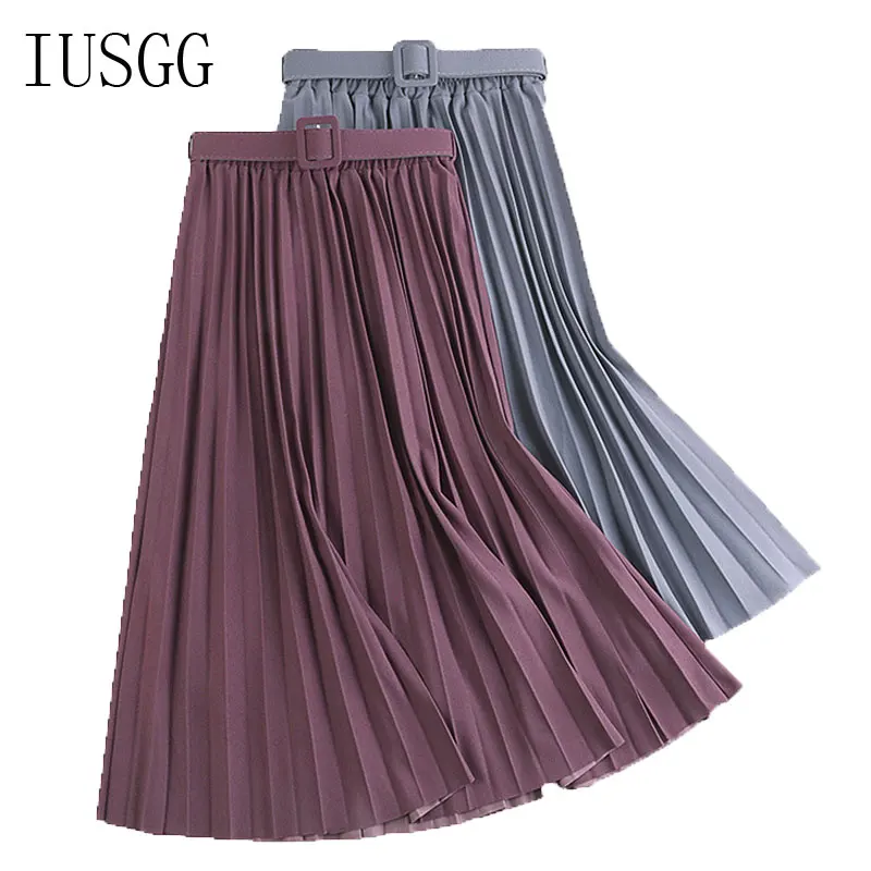 Vintage Midi Skirt with Belt 2020 New Summer Thin Pleated Skirt Elastic High Waist Mid-calf Skirt Top Quality
Vintage Midi Skirt with Belt 2020 New Summer Thin Pleated Skirt Elastic High Waist Mid-calf Skirt Top Quality