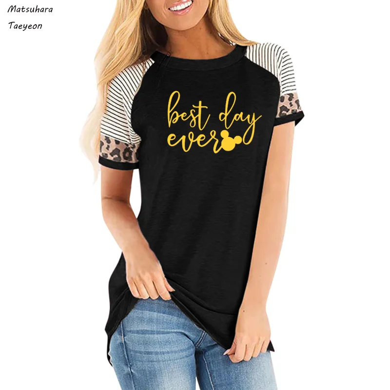 Best Day Print Woman Tshirt Cotton Funny Shirt For Lady Leopard Loose Tops Tees stripe Short Sleeve
Best Day Print Woman Tshirt Cotton Funny Shirt For Lady Leopard Loose Tops Tees stripe Short Sleeve