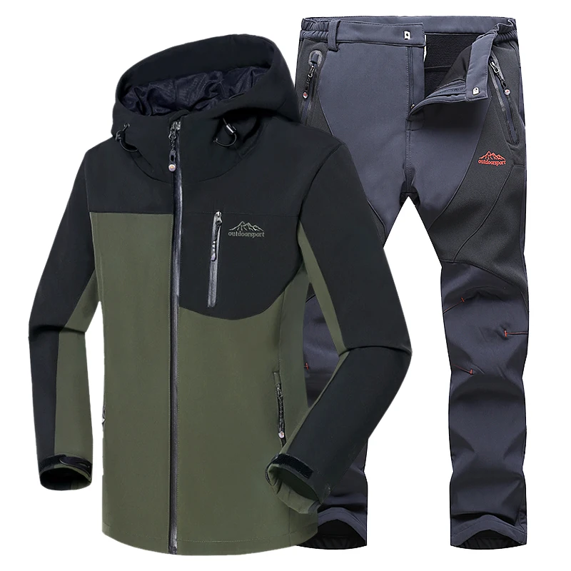 

Мужская зимняя водонепроницаемая Теплая Флисовая Куртка для рыбалки, катания на лыжах, Походов, Кемпинга, набор штанов, пальто для альпиниз...