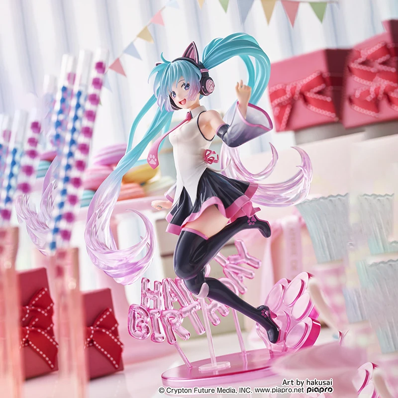 TAITO Аниме Фигурка Хатсуне Мику день рождения 2021 Vocaloid Happy Cat Ears Artist 23 см ПВХ