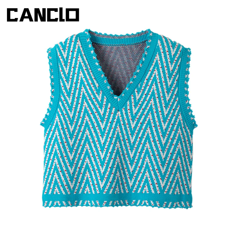 High Fashion Argyle Striped Vintage Sweater Knit Vest Women's Autumn 2021 V-neck Sleeveless Waistcoat Female Clothing Y2k Top
High Fashion Argyle Striped Vintage Sweater Knit Vest Women's Autumn 2021 V-neck Sleeveless Waistcoat Female Clothing Y2k Top