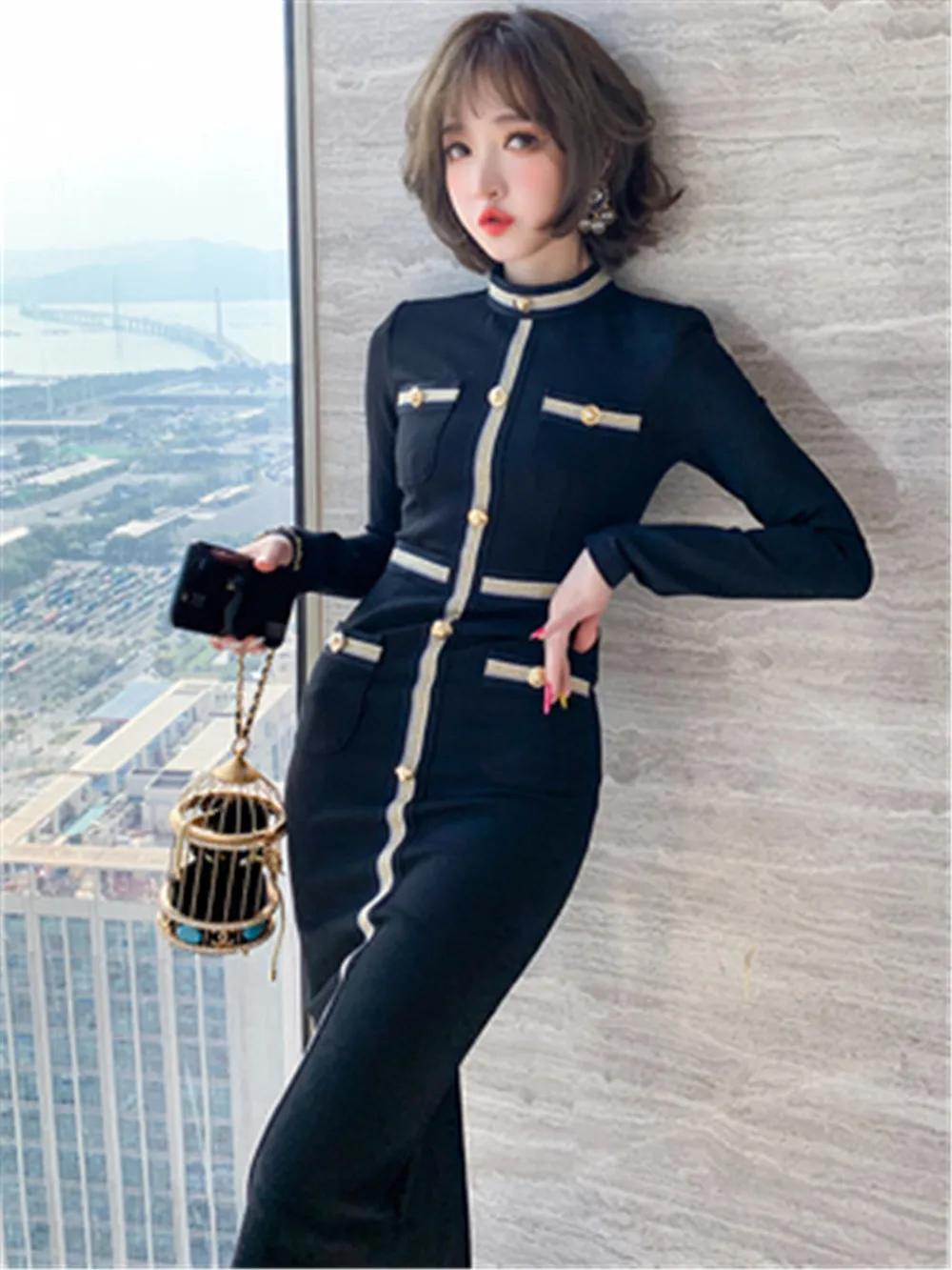 Contrast Color Button Slimming Wrap Buttock Knitted Dress For Women 2020 Winter New
Contrast Color Button Slimming Wrap Buttock Knitted Dress For Women 2020 Winter New