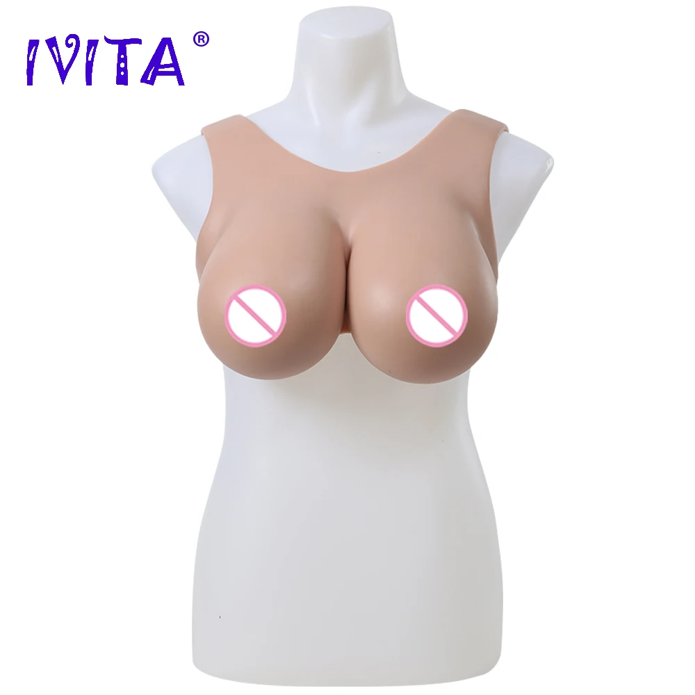 

IVITA Realistic Silicone Breast Forms Fake Boobs F Cup for Crossdresser Drag Queen Shemale Transgender Enhancer Cosplay
